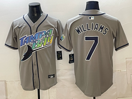 Men's Tampa Bay Rays Carson Williams #7 Gray Replica Jersey