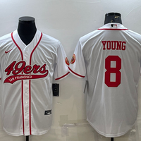 Men's San Francisco 49ers Steve Young #8 White Game Jersey2 Joint Edition