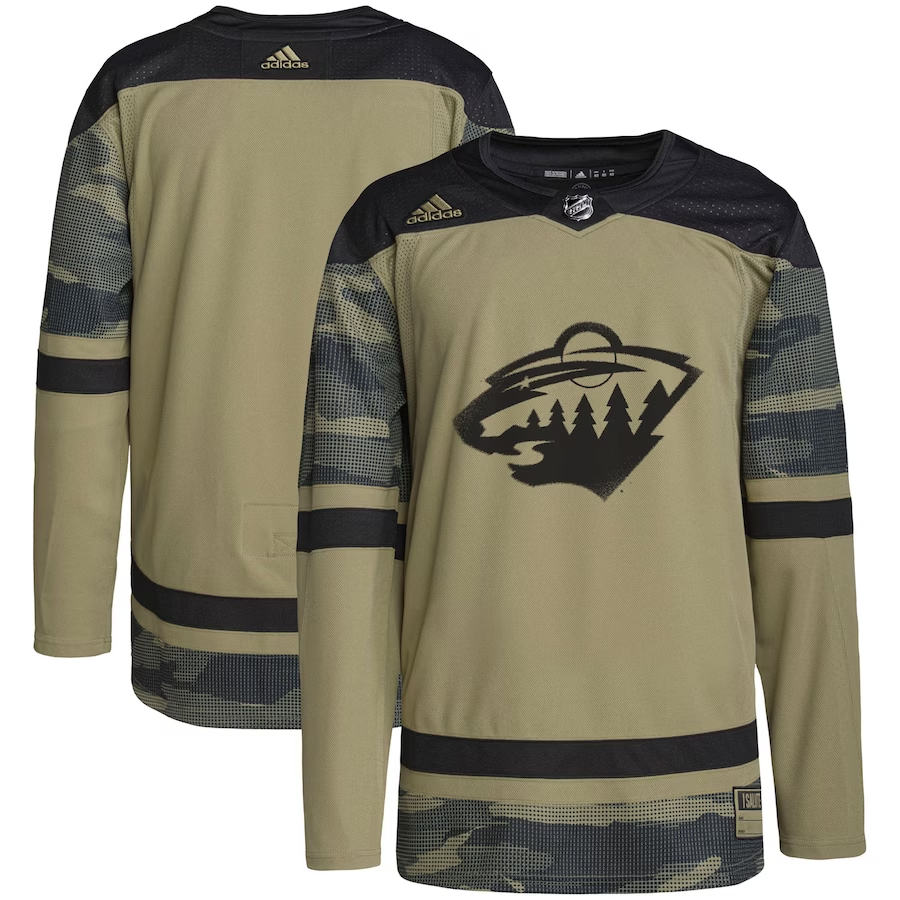 Men's Minnesota Wild adidas Military Appreciation Team Authentic Practice Blank Jersey1