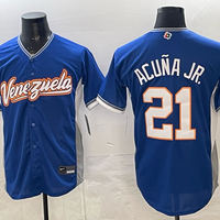Men's Venezuela Baseball Ronald Acuna Jr. #21 Royal 2026 World Baseball Classic Stadium Jersey