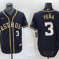 Men's Houston Astros Jeremy Pena #3 Black Replica Player Jersey1