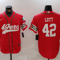 Men's San Francisco 49ers Ronnie Lott #42 Scarlet Game Player Jersey1