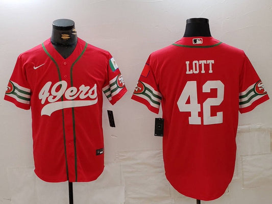 Men's San Francisco 49ers Ronnie Lott #42 Scarlet Game Player Jersey1