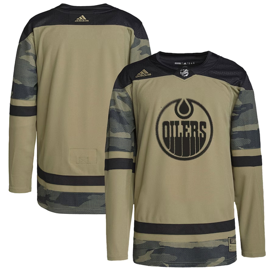 Men's Edmonton Oilers Camo Logo Military Appreciation Team Authentic Practice Blank Jersey1