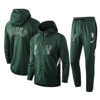 Men's Milwaukee Bucks Green 2019/20 Showtime Full-Zip Therma Flex Performance Hoodie