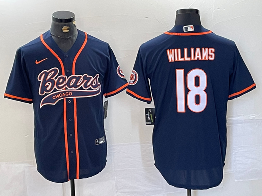 Men's Chicago Bears Caleb Williams #18 Navy Player Jersey1