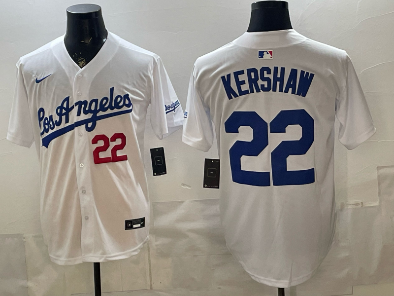 Men's Los Angeles Dodgers Clayton Kershaw #22 White Alternate Replica Jersey