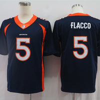 Men's Denver Broncos Joe Flacco #5 Navy Game Jersey1