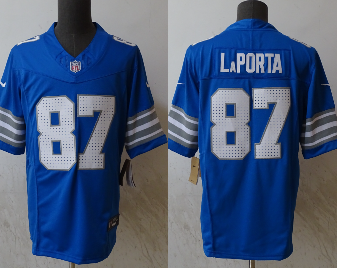 Men's Detroit Lions Sam LaPorta #87 Blue Game Player Jersey