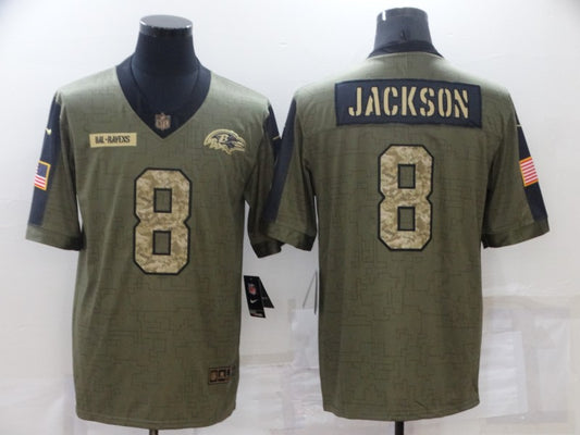 Men's Baltimore Ravens Lamar Jackson #8 Brown Game Player Jersey1