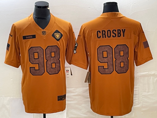 Men's Las Vegas Raiders Maxx Crosby #98 Brown 2023 Salute To Service Retired Player Limited Jersey1