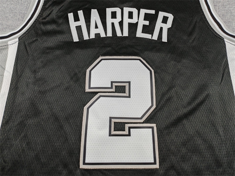 Men's San Antonio Spurs Dylan Harper #2 Black Swingman Jersey - Icon Edition