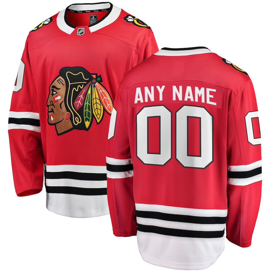 Men's Chicago Blackhawks Red Home Breakaway Custom Jersey1