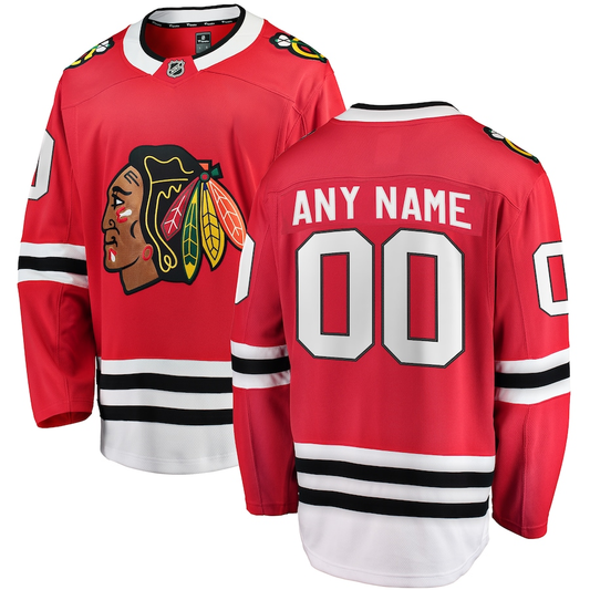 Men's Chicago Blackhawks Red Home Breakaway Custom Jersey1