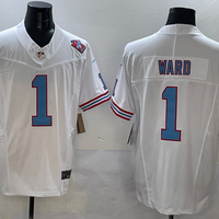 Men's Tennessee Titans Cameron Ward #1 White 2025 NFL Draft First Round Pick Game Jersey
