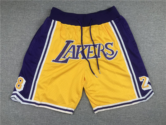 Men's Los Angeles Lakers #8/24 Yellow Basketball Shorts1