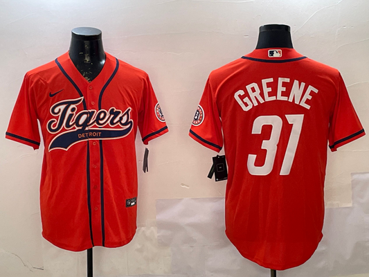 Men's Detroit Tigers Riley Greene #31 Orange Player Jersey1