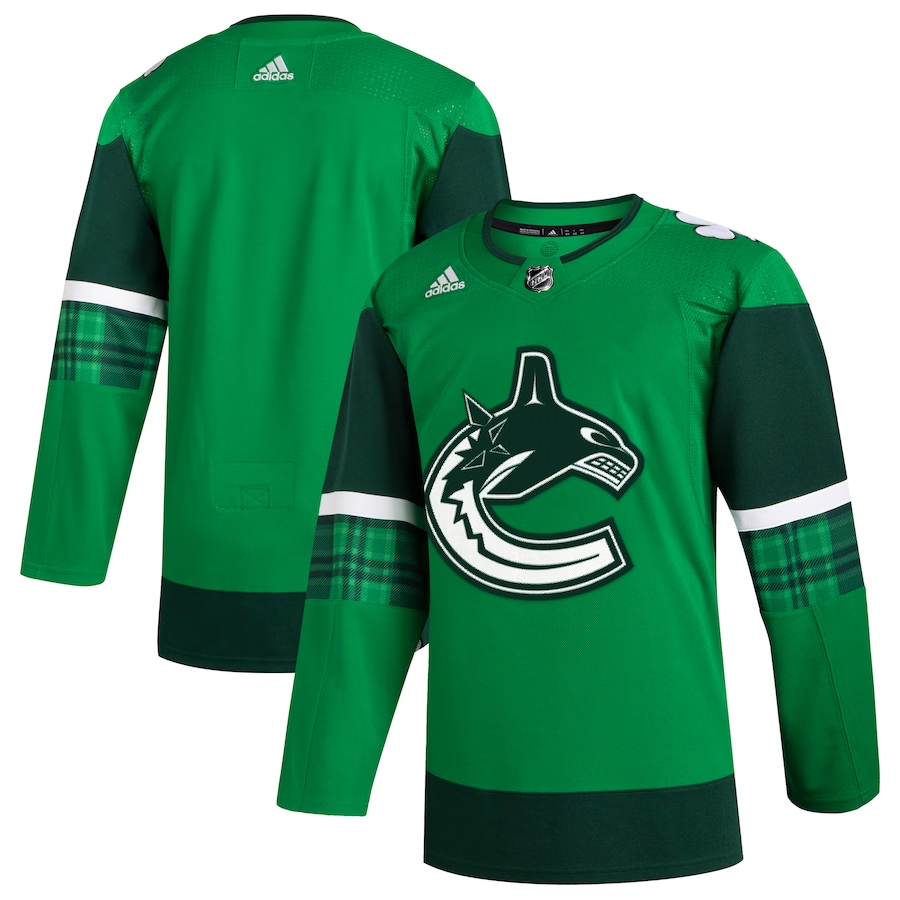 Men's Vancouver Canucks Kelly Green 2023 St. Patrick's Day Primegreen Authentic Blank Jersey1