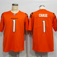 Men's Cincinnati Bengals Ja'Marr Chase #1 Orange Alternate Game Jersey1