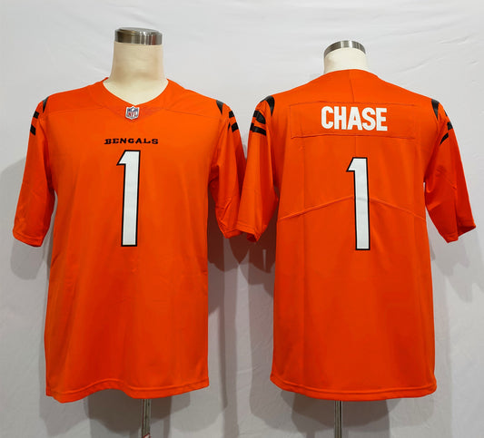 Men's Cincinnati Bengals Ja'Marr Chase #1 Orange Alternate Game Jersey1