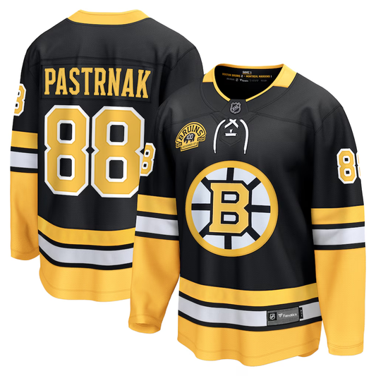 Men's Boston Bruins David Pastrnak #88 Fanatics Black Alternate 100th Anniversary Premium Jersey