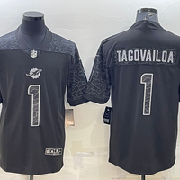 Men's Miami Dolphins Tua Tagovailoa #1 Black RFLCTV Limited Jersey1