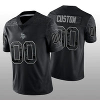 Custom1 Minnesota Vikings Stitched Black RFLCTV Limited Jersey1 Football Jerseys