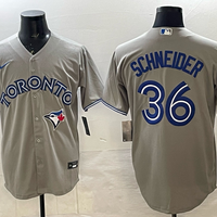 Men's Toronto Blue Jays John Schneider #36 Gray Player Jersey