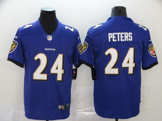 Men's Baltimore Ravens Marcus Peters #24 Purple Game Jersey1