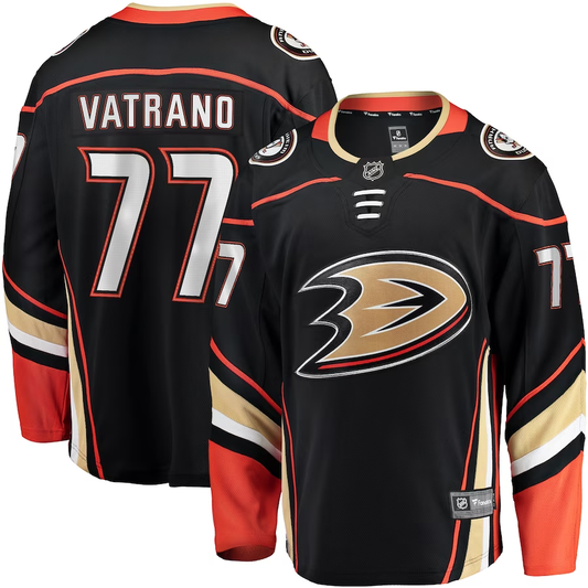 Men's Anaheim Ducks Frank Vatrano #77 Black Home Breakaway Player Jersey1
