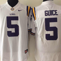Men's LSU Tigers Derrius Guice #5 White Player Game Jersey