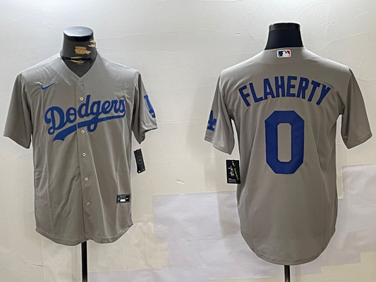 Men's Los Angeles Dodgers Jack Flaherty #0 Gray Replica Game Jersey1
