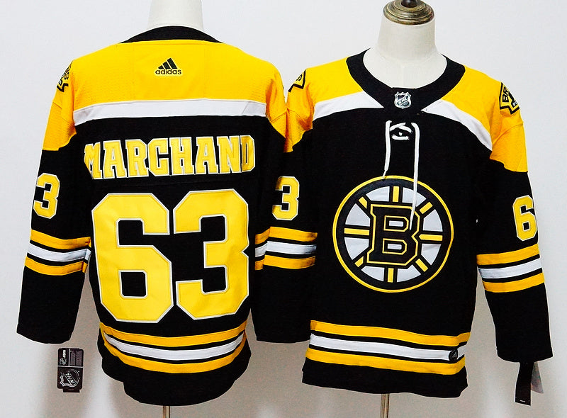Men's Boston Bruins Brad Marchand #63 Black Replica Player Game Jersey1