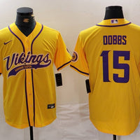 Men's Minnesota Vikings Joshua Dobbs #15 Yellow Game Jersey1