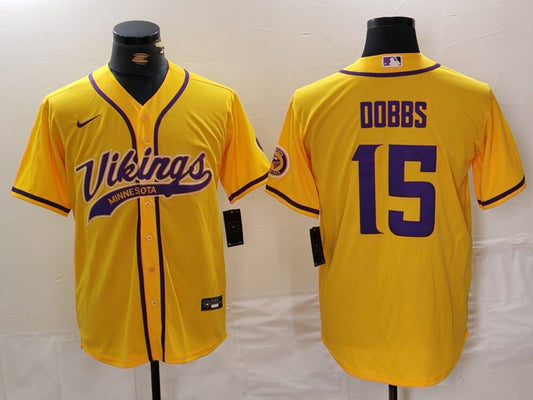 Men's Minnesota Vikings Joshua Dobbs #15 Yellow Game Jersey1