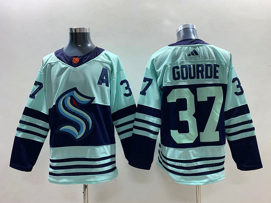 Men's Seattle Kraken Yanni Gourde #37 Teal Reverse Retro 2.0 Authentic Player Jersey1