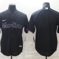 Men's Miami Marlins Black Alternate Replica Blank Jersey1