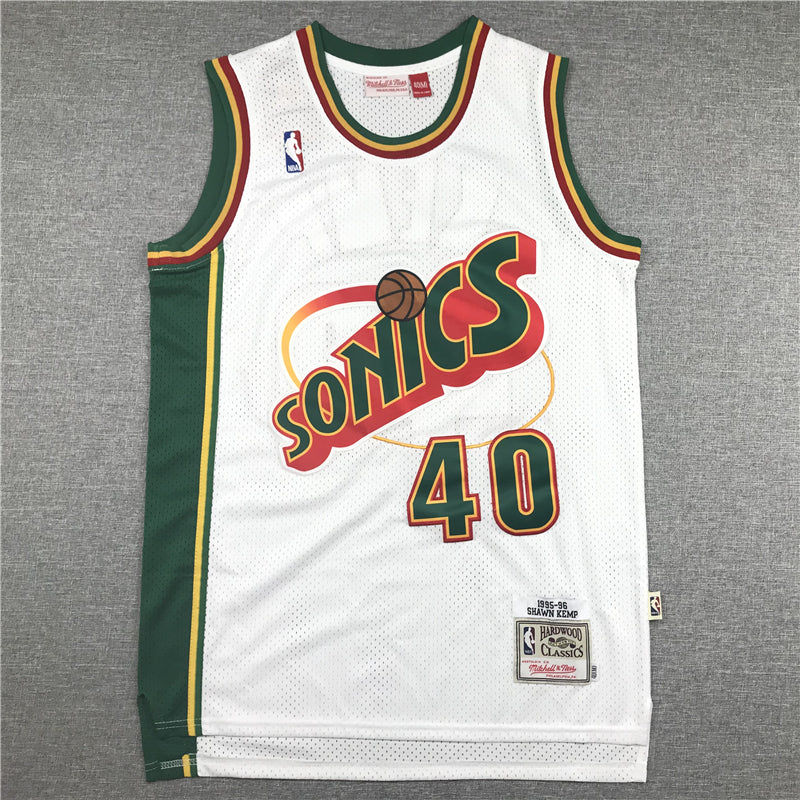 Shawn Kemp #40 Seattle SuperSonics White Throwback Swingman Jersey - JerseysFreak