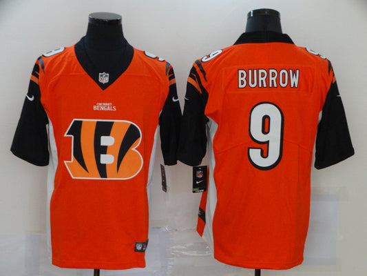 Men's Cincinnati Bengals Joe Burrow #9 Orange Game Player Jersey2