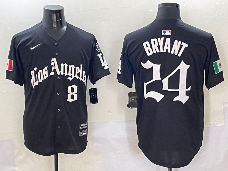 Men's Los Angeles Dodgers Kris Bryant #8-24 Black Player Game Jersey