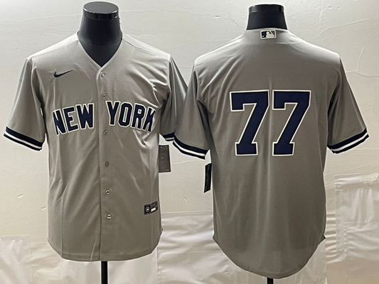 Men's New York Yankees Clint Frazier #77 Gray Replica Player Name Jersey1