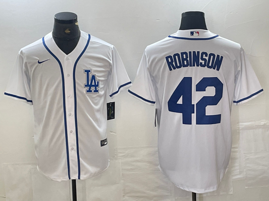 Men's Los Angeles Dodgers Jackie Robinson #42 White Limited Player Jersey1