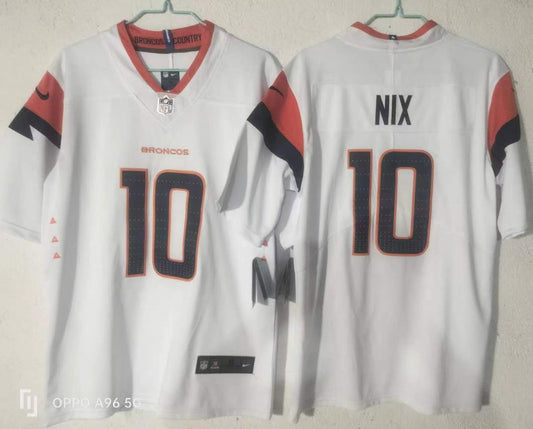Men's Denver Broncos Bo Nix #10 White Team Game Jersey