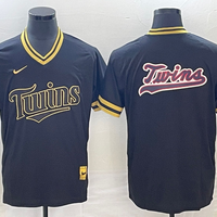 Men's Minnesota Twins Black Replica Player Logo Jersey1