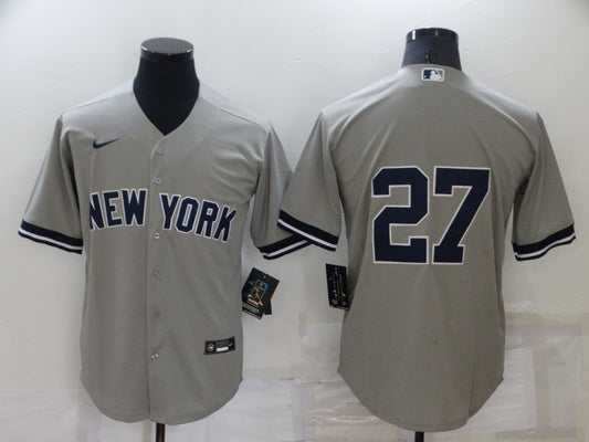 Men's New York Yankees Giancarlo Stanton #27 Gray Replica Player Name Jersey1