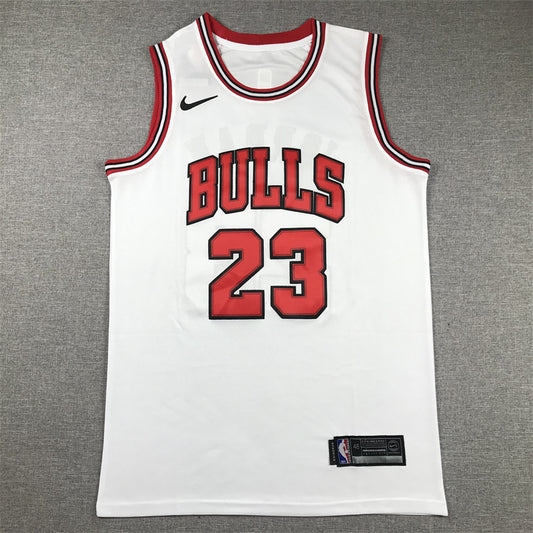 Men's Chicago Bulls Michael Jordan #23 White Fast Break Replica Player Jersey1
