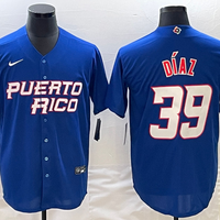 Men's 2023 World Baseball Classic #39 Edwin Diaz Puerto Rico Blue Jersey1