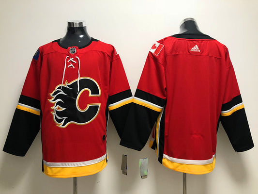 Men's Calgary Flames Red Home Authentic Blank Jersey1