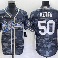 Men's Los Angeles Dodgers Mookie Betts #50 Grey Camouflage Player Jersey1 Joint Edition