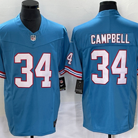 Men's Tennessee Titans Earl Campbell #34 Light Blue Oilers Throwback Retired Player Game Jersey1